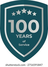 100 Years Service Teal Shield