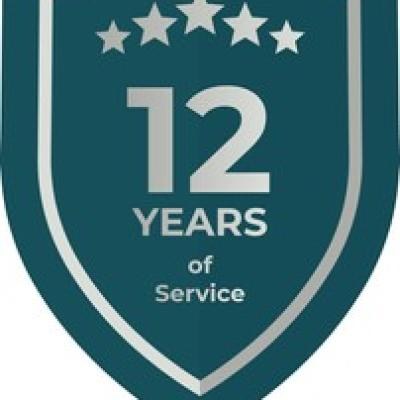 12 Years Service Teal Shield
