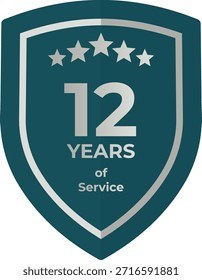 12 Years Service Teal Shield