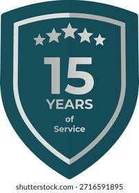 15 Years Service Teal Shield
