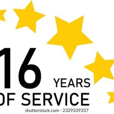 16 Years Service Experience Tag