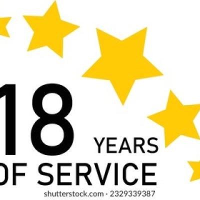 18 Years Service Experience Tag - find similar on Alamy
