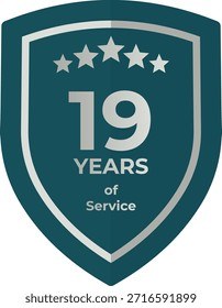 19 Years Service Teal Shield