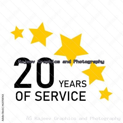 20 Years Of Service Award Icon With Gold Stars On White Background