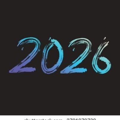 2026 Blue Teal Brush Lettering on Dark Background