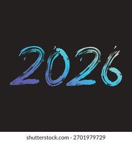 2026 Blue Teal Brush Lettering on Dark Background