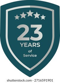 23 Years Service Teal Shield