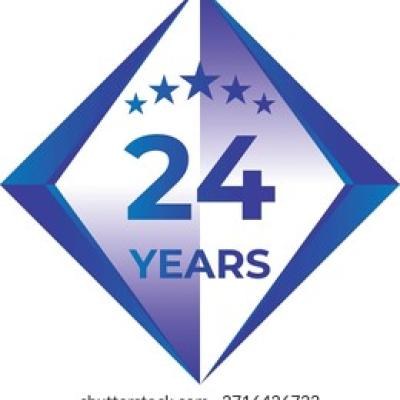 24 Years Anniversary Badge Five Star - find similar on Vector Stock