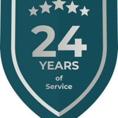 24 Years Service Teal Shield