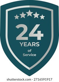 24 Years Service Teal Shield