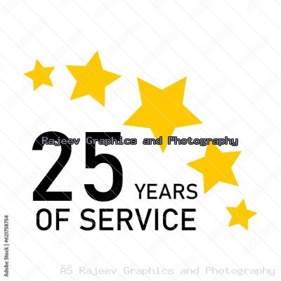 25 Years Of Service Award Icon With Gold Stars On White Background