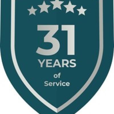 31 Years Service Teal Shield