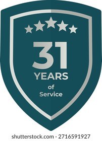 31 Years Service Teal Shield