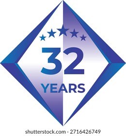 32 Years Anniversary Badge Five Star