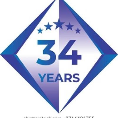 34 Years Anniversary Badge Five Star