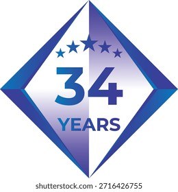 34 Years Anniversary Badge Five Star