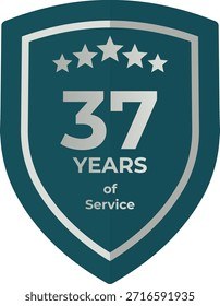 37 Years Service Teal Shield