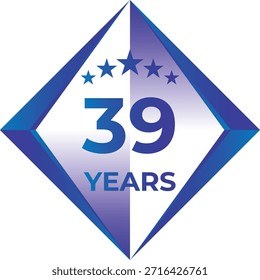 39 Years Anniversary Badge Five Star