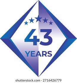 43 Years Anniversary Badge Five Star