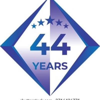 44 Years Anniversary Badge Five Star - find similar on Depositphotos
