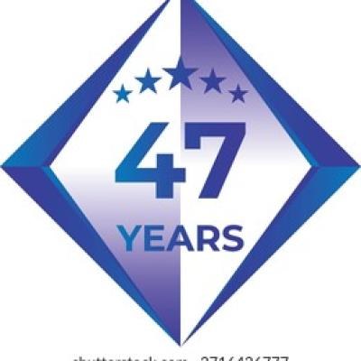 47 Years Anniversary Badge Five Star - find similar on Vector Stock