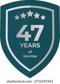 47 Years Service Teal Shield