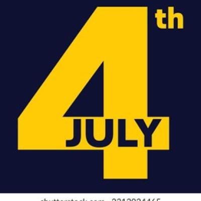 4th July Big Yellow Number with Black Text