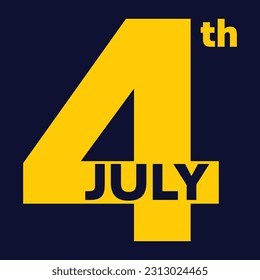 4th July Big Yellow Number with Black Text
