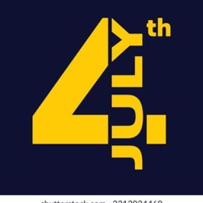 4th July Vertical Yellow Typography on Navy