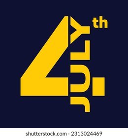 4th July Vertical Yellow Typography on Navy