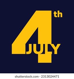 4th July Yellow Block Number Logo on Navy