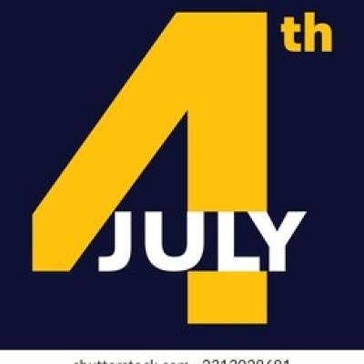 4th July Yellow Number with White Text on Navy
