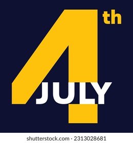 4th July Yellow Number with White Text on Navy