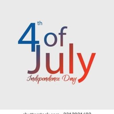 4th of July Independence Day Script on Light Grey