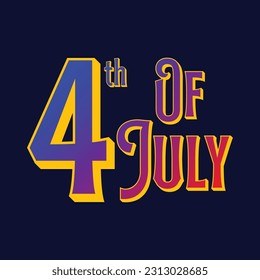 4th of July Purple Gold Retro Lettering on Navy
