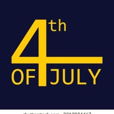 4th of July Yellow Geometric Number Lettering