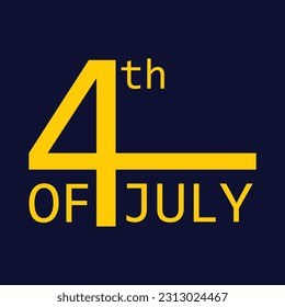 4th of July Yellow Geometric Number Lettering