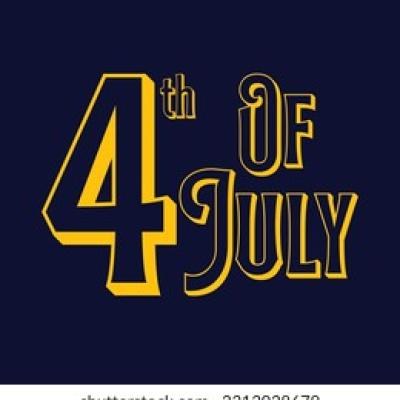4th of July Yellow Retro Serif Lettering on Navy