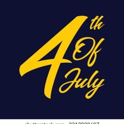 4th of July Yellow Script Lettering on Navy