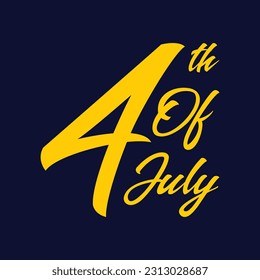 4th of July Yellow Script Lettering on Navy