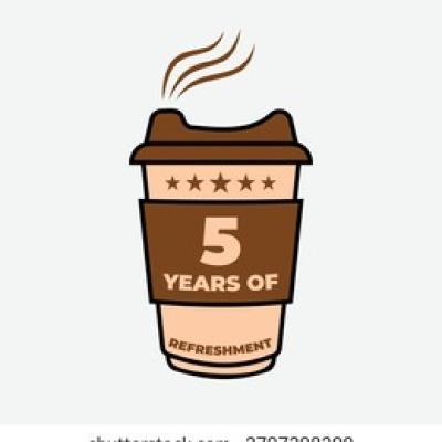 5 Years Refreshment Coffee Cup - find similar on Alamy