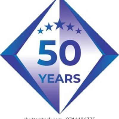 50 Years Anniversary Badge Five Star - find similar on Dreamstime