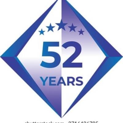 52 Years Anniversary Badge Five Star - find similar on Alamy