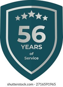 56 Years Service Teal Shield
