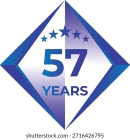 57 Years Anniversary Badge Five Star