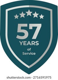 57 Years Service Teal Shield