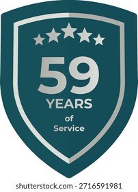 59 Years Service Teal Shield