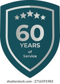 60 Years Service Teal Shield