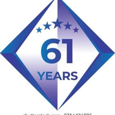 61 Years Anniversary Badge Five Star