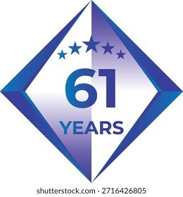 61 Years Anniversary Badge Five Star
